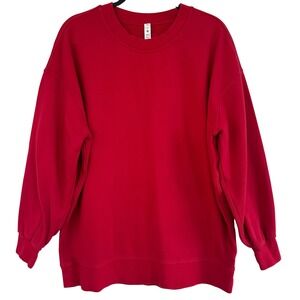 Lululemon Perfectly Oversized Crew Red Cotton Sweatshirt Logo Women Size 10